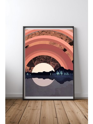 Keyf Home Forest Night Siyah Çerçeveli Mdf Tablo Poster Salon Duvar Dekoru Hediye