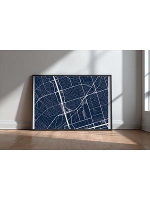 Keyf Home Toronto City Map Tile 8 Siyah Çerçeveli Mdf Tablo Poster Salon Duvar Dekoru Hediye
