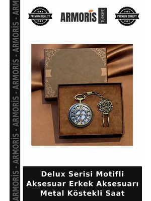 Armoris Delux Serisi Motifli Aksesuar Erkek Aksesuarı Metal Köstekli Saat