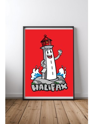 Keyf Home Halifax City Icon Badge Siyah Çerçeveli Mdf Tablo Poster Salon Duvar Dekoru Hediye