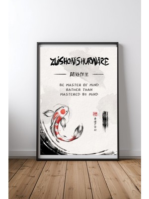 Keyf Home Zuishonishutonare Zen Siyah Çerçeveli Mdf Tablo Poster Salon Duvar Dekoru Hediye