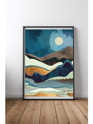Keyf Home Autumn Hills Siyah Çerçeveli Mdf Tablo Poster Salon Duvar Dekoru Hediye