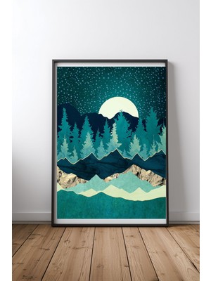 Keyf Home Sage Forest Siyah Çerçeveli Mdf Tablo Poster Salon Duvar Dekoru Hediye