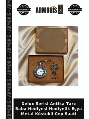 Armoris Delux Serisi Antika Tarz Baba Hediyesi Hediyelik Eşya Metal Köstekli Cep Saati