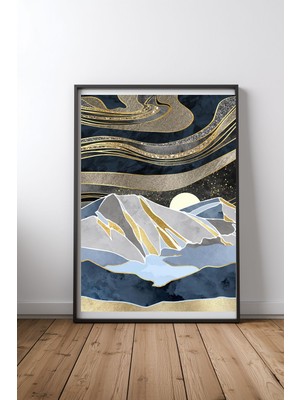 Keyf Home Metallic Sky Siyah Çerçeveli Mdf Tablo Poster Salon Duvar Dekoru Hediye