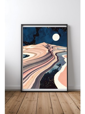 Keyf Home Desert Reflection Siyah Çerçeveli Mdf Tablo Poster Salon Duvar Dekoru Hediye