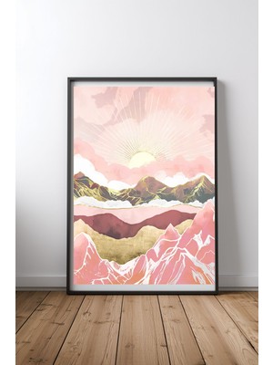 Keyf Home Summer Sunrise Siyah Çerçeveli Mdf Tablo Poster Salon Duvar Dekoru Hediye