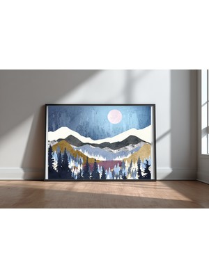 Keyf Home Blueberry Sky Horizontal Siyah Çerçeveli Mdf Tablo Poster Salon Duvar Dekoru Hediye