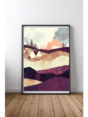 Keyf Home Plum Fields Siyah Çerçeveli Mdf Tablo Poster Salon Duvar Dekoru Hediye