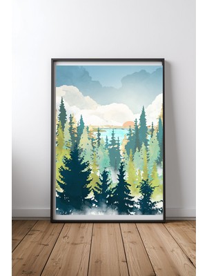 Keyf Home Summer View Siyah Çerçeveli Mdf Tablo Poster Salon Duvar Dekoru Hediye