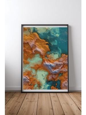 Keyf Home Coral Abstract Iı Siyah Çerçeveli Mdf Tablo Poster Salon Duvar Dekoru Hediye