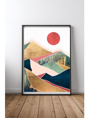 Keyf Home Spring Dusk Siyah Çerçeveli Mdf Tablo Poster Salon Duvar Dekoru Hediye