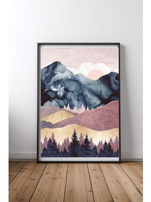 Keyf Home Mauve Vista Siyah Çerçeveli Mdf Tablo Poster Salon Duvar Dekoru Hediye