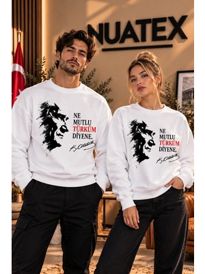 Nuatex 29 Ekim Cumhuriyet Bayramı Özel Tasarım Baskılı 3 Iplik Şardonlu Regular Kalıp Sweatshirt