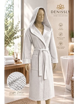 Denissly %100 Pamuk Pike Bornoz Unisex Hafif ve Emici Bornoz