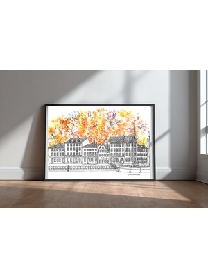 Keyf Home Colourful Copenhagen Siyah Çerçeveli Mdf Tablo Poster Salon Duvar Dekoru Hediye
