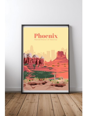 Keyf Home Travel To Phoenix Siyah Çerçeveli Mdf Tablo Poster Salon Duvar Dekoru Hediye