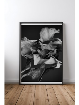 Keyf Home Flow Abstract Iıı Siyah Çerçeveli Mdf Tablo Poster Salon Duvar Dekoru Hediye