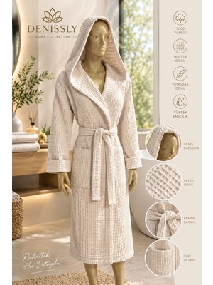 Denissly %100 Pamuk Pike Bornoz Unisex Hafif ve Emici Bornoz