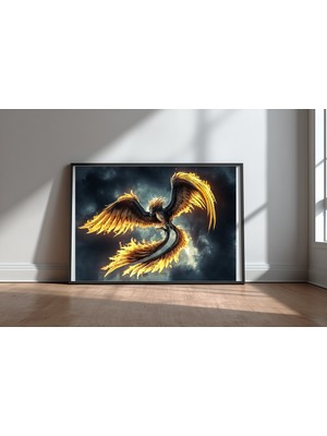 Keyf Home Hurricane Siyah Çerçeveli Mdf Tablo Poster Salon Duvar Dekoru Hediye
