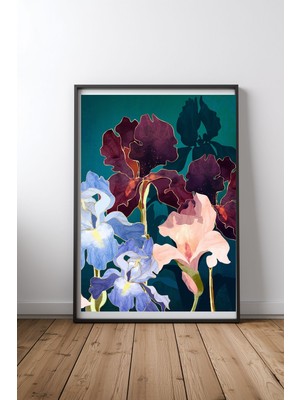 Keyf Home Iris Abstract Siyah Çerçeveli Mdf Tablo Poster Salon Duvar Dekoru Hediye