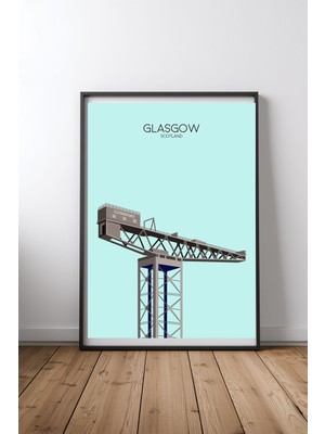 Keyf Home Glasgow Tower Snippet Siyah Çerçeveli Mdf Tablo Poster Salon Duvar Dekoru Hediye