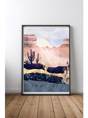 Keyf Home Autumn Desert Siyah Çerçeveli Mdf Tablo Poster Salon Duvar Dekoru Hediye