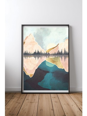 Keyf Home Summer Reflection Siyah Çerçeveli Mdf Tablo Poster Salon Duvar Dekoru Hediye