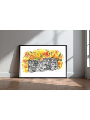 Keyf Home Colourful St Johns Siyah Çerçeveli Mdf Tablo Poster Salon Duvar Dekoru Hediye