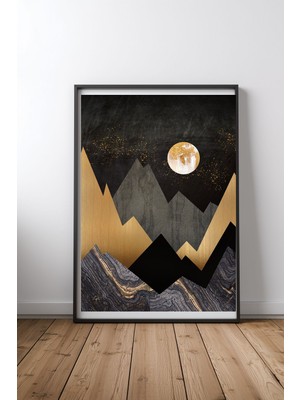 Keyf Home Metallic Night Siyah Çerçeveli Mdf Tablo Poster Salon Duvar Dekoru Hediye