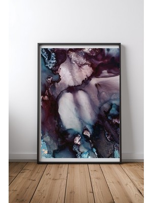 Keyf Home Vivid Abstract Siyah Çerçeveli Mdf Tablo Poster Salon Duvar Dekoru Hediye