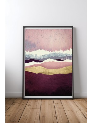 Keyf Home Raspberry Hills Siyah Çerçeveli Mdf Tablo Poster Salon Duvar Dekoru Hediye