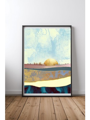 Keyf Home Hazy Afternoon Siyah Çerçeveli Mdf Tablo Poster Salon Duvar Dekoru Hediye