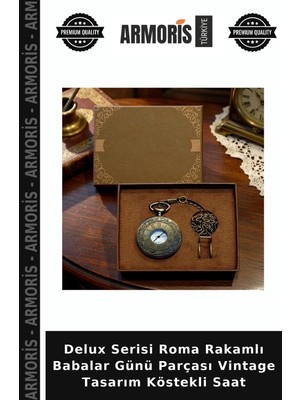 Armoris Delux Serisi Roma Rakamlı Babalar Günü Parçası Vintage Tasarım Köstekli Saat