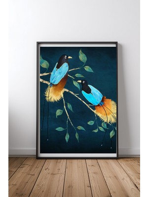 Keyf Home Bird Of Paradise I Siyah Çerçeveli Mdf Tablo Poster Salon Duvar Dekoru Hediye