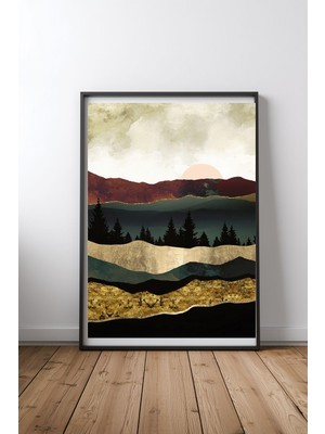 Keyf Home Early Autumn Siyah Çerçeveli Mdf Tablo Poster Salon Duvar Dekoru Hediye