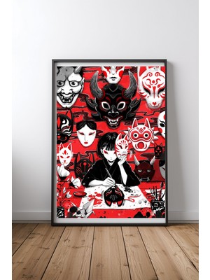 Keyf Home Mask Artisan Siyah Çerçeveli Mdf Tablo Poster Salon Duvar Dekoru Hediye