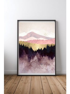 Keyf Home Plum Forest Siyah Çerçeveli Mdf Tablo Poster Salon Duvar Dekoru Hediye