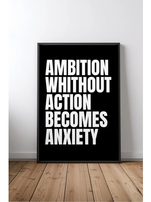 Keyf Home Ambition Without Action Becomes Komik Ingilizce Yazılı No 1 Çerçeveli Mdf Tablo Poster Salon Hediye