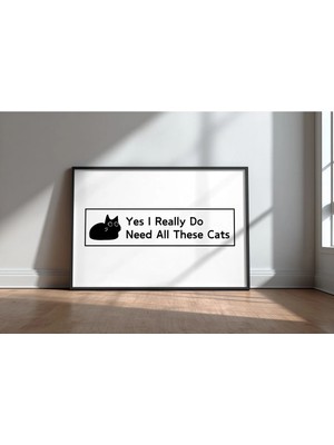 Keyf Home Cat Lover Aşk ve Sevgi Yazılı Çerçeveli Mdf Tablo Poster Yatak Odası Duvar Dekoru Hediye