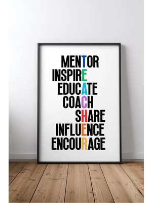 Keyf Home Teacher Qualities Çocuk Odası Yazılı Çerçeveli Mdf Tablo Poster Çocuk Odası Duvar Dekoru Hediye