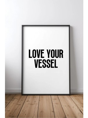 Keyf Home Love Your Vessel Aşk ve Sevgi Yazılı No 2 Çerçeveli Mdf Tablo Poster Yatak Odası Duvar Dekoru Hediye