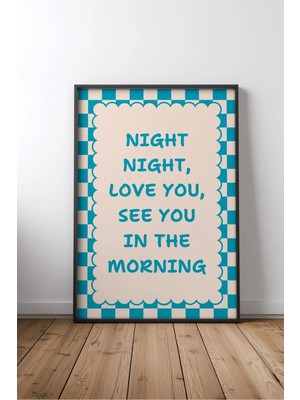 Keyf Home Night Night Love You Yatak Odası Yazılı No 1 Çerçeveli Mdf Tablo Poster Yatak Odası Hediye