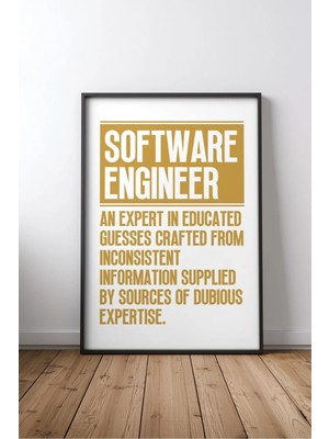 Keyf Home Software Engineer Funny Definition Oyuncu Yazılı No 2 Çerçeveli Mdf Tablo Poster Oyun Odası Hediye