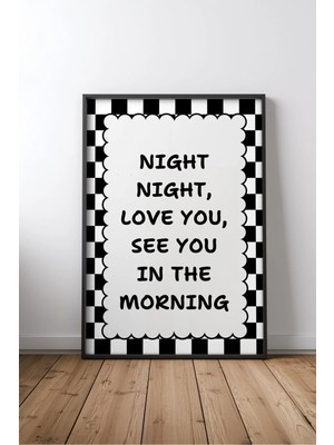 Keyf Home Night Night Love You Yatak Odası Yazılı No 4 Çerçeveli Mdf Tablo Poster Yatak Odası Hediye