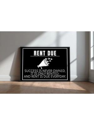 Keyf Home Rent Due Ingilizce Motivasyon Sözü Çerçeveli Mdf Tablo Poster Ofis Duvar Dekoru Hediye