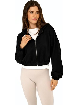 Only Onlscarlett L/s Zip Hood Swt Noos Kadın Sweatshirt Siyah (15346449)