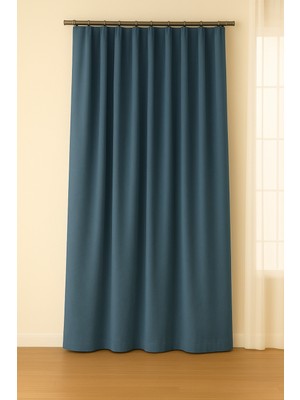 Luvora Home Luna Serisi Kadife Dokulu Pilesiz Fon Perde - Indigo