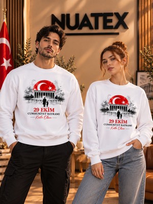 Nuatex 29 Ekim Cumhuriyet Bayramı Özel Tasarım Baskılı 3 Iplik Şardonlu Regular Kalıp Sweatshirt