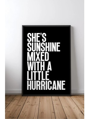 Keyf Home Sunshine And Hurricane Ingilizce Motivasyon Sözü Çerçeveli Mdf Tablo Poster Ofis Duvar Dekoru Hediye
